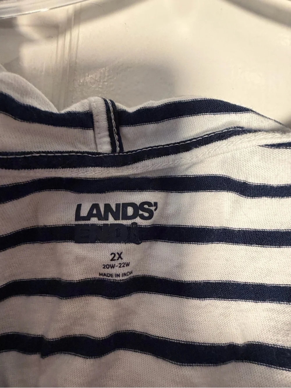 Lands' End 100% Cotton Striped Hooded Tunic Cover Up Plus Size 2X 20W 22W